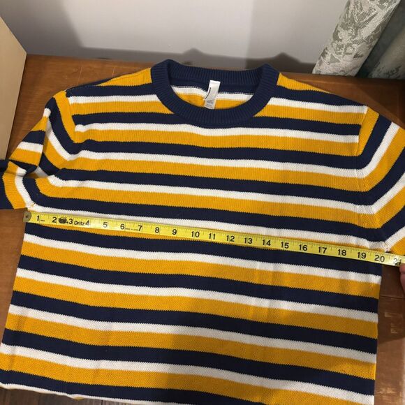 American Apparel size Small Nautical Bright Colorful 90s Style Striped Sweater - Picture 4 of 4